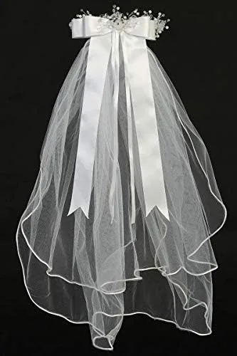 Vista 4 de Vela de comunión con flores de organza y diamantes de imitación.