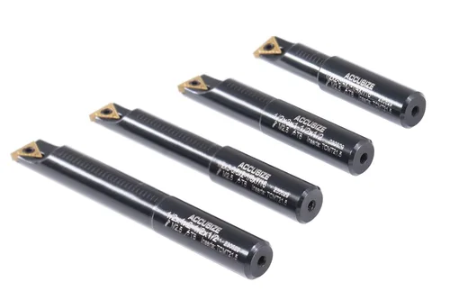 Vista 8 de Accusize Industrial Tools Juego de 4 barras de mandrinar indexables de vástago redondo de 1/2 pulgadas con inserciones de carburo Tcmt21.50, 90