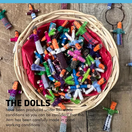 Vista 6 de Thorness Cesta de 72 mini muñecas guatemaltecas hechas a mano para niñas y niños - Muñecas de ansiedad