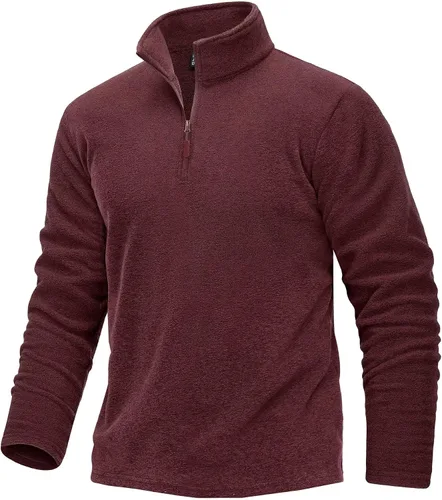 TACVASEN Sudadera de forro polar con cremallera de 14 para hombre, manga larga, peso medio, para correr, abrigo de entrenamiento atlético