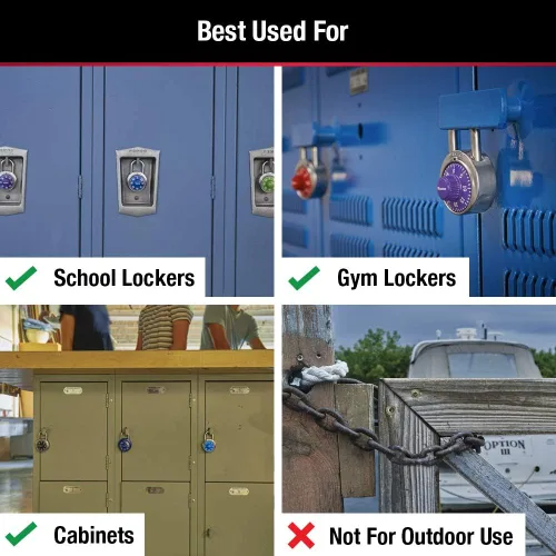 Vista 2 de Master Lock 1514D Candado de combinación, 1-7/8 pulgadas. Ancho 3/4 pulgadas. Grillete largo, esfera púrpura, 1.875 pulgadas