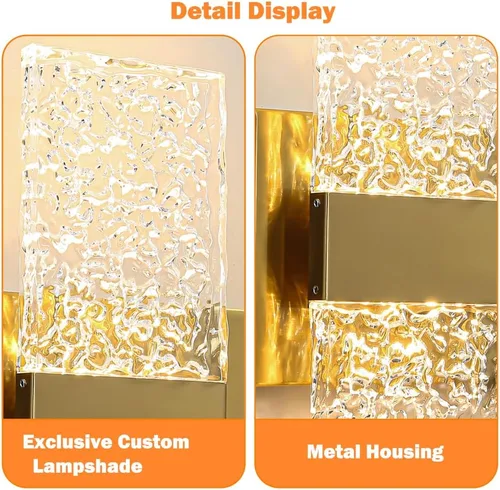 Vista 8 de Lámpara de Tocador de Baño Moderna de Oro Cepillado de 8 Luces, Elegante Lámpara de Baño de Latón LED sobre Espejo, Iluminación de Pared