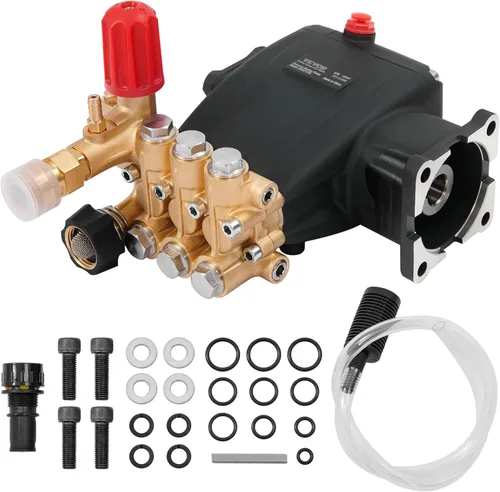 Vista 2 de VEVOR Kit de bomba de hidrolavadora horizontal triplex, 3700 PSI, 2.5 GPM + aceite de bomba prémium para lavadora a presión Valley Industries, 1