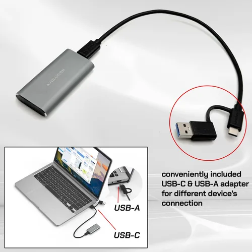 Vista 4 de Avolusion S1 SSD portátil de 1 TB – hasta 1000 MB/s – PC y Mac – Unidad externa de estado sólido USB 3.2 USB-C – S1-SSD-T1, construido en aluminio