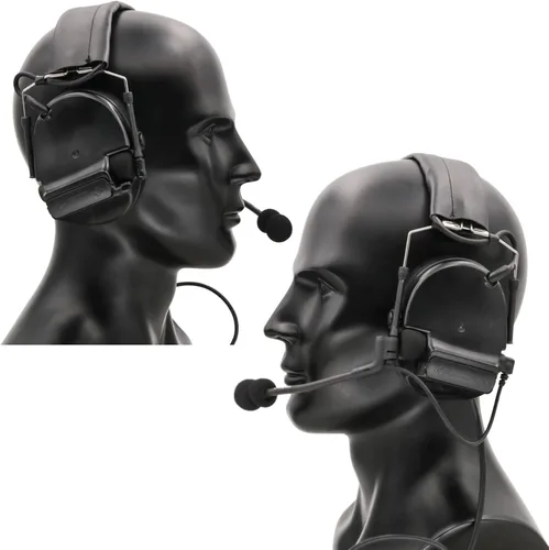 Vista 6 de HEARFALCOM Comta III (versión de actualización de auriculares Comta ii) Airsoft táctico deportes cancelación de ruido Pickup Orejeras de silicona BK