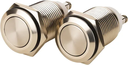 Vista 17 de Gebildet 4 piezas Interruptor de botón de cierre de 12 mm con cabeza elevada, cable de aleación de aluminio 1NO 12V 24V 36V 110V 250V Impermeable