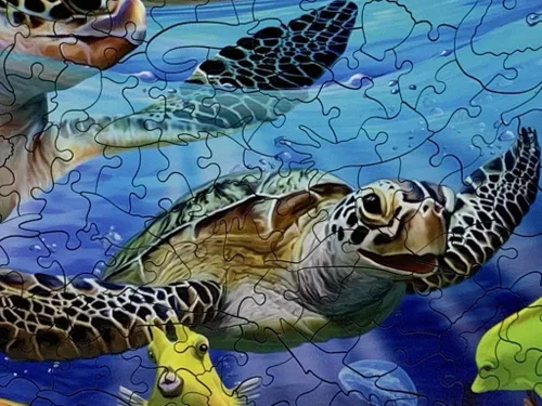 Vista 5 de Howard Robinson - Rompecabezas de madera - Turtle Beach - 475 piezas - Fabricado en Estados Unidos por Nautilus Puzzles