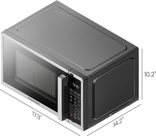 Vista 6 de Horno microondas de sobremesa Chefman 0.7 pies cúbicos de acero inoxidable digital de 700 vatios con 6 menús automáticos, 10 niveles de potencia