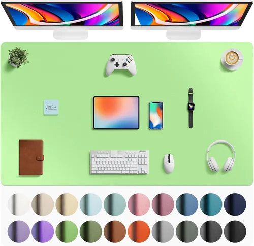 Vista 208 de Aothia Protector de Escritorio de Cuero, Alfombrilla para Ratón, Alfombrilla de Escritorio de Oficina, Secante de Escritorio de Cuero PU