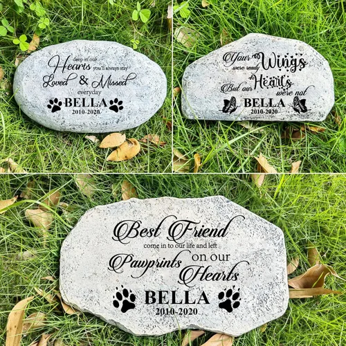 Vista 17 de Zatanmulo Piedra conmemorativa personalizada para mascotas, piedra conmemorativa de jardín personalizada, lápida para perros, lápida para gatos
