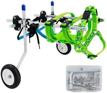 Adjustable Dog Wheelchair for Pets with Hind Leg Issues, Soft Harness, Lightweight and Easy to Assemble