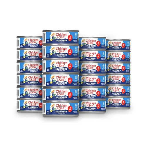 Chicken of the Sea Atún Blanco Sólido de Albacore en Aceite, Atún Capturado Silvestre, Lata de 5 Onzas (Paquete de 24)