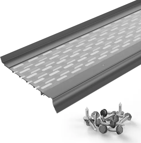 Vista 26 de Micromesh, Protectores de canalón de 5 pulgadas contra hojas, 100 pies, arcilla, malla de acero inoxidable, cubiertas de canalón de aluminio