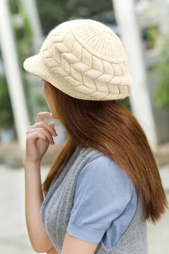 Vista 7 de Hindawi gorro de lana caliente de invierno para mujer gorra esquí de lana con visera