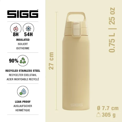 Vista 3 de SIGG - Botella de agua Shield Therm de acero inoxidable aislada - Para bebidas carbonatadas, a prueba de fugas, sin BPA, reciclada, 25, 34 onzas