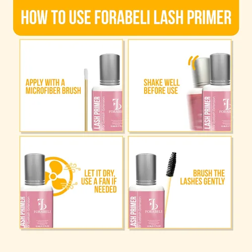 Vista 9 de Forabeli Imprimación de pestañas para extensiones de pestañas, máxima retención y refuerzo de adherencia, removedor profesional de proteínas