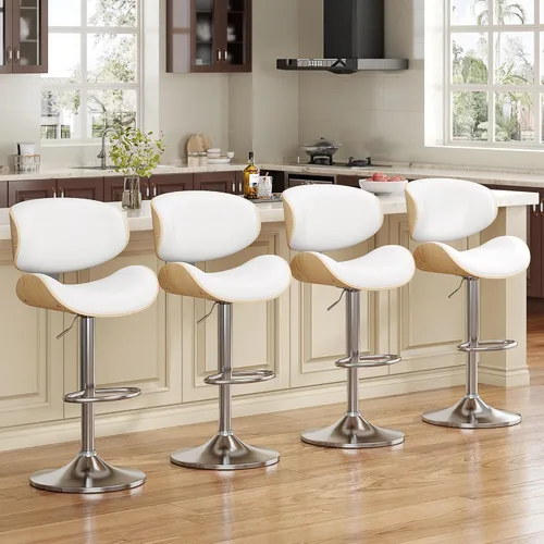 Vista 19 de YaFiti Swivel Bar Stools for Kitchen Counter, Adjustable Bentwood Barstools, Bar Stool with Back and Footrest, for Bar, Kitchen(Black 1PCS)