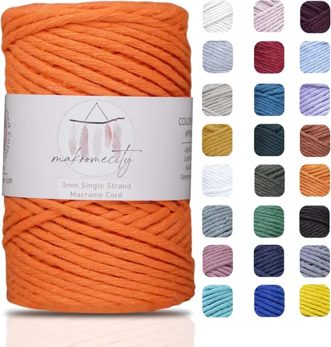 Vista 47 de Makromecity, Cordón de macramé de un solo hilo de 3 mm x 100 yardas (300 pies) de 3 mm de cordón de algodón azul bebé para arte y manualidades