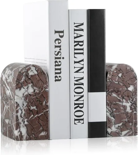 Vista 9 de Koville Sujetalibros de mármol de lujo para estantes, extremos decorativos de libros de piedra, soportes de libros de mármol de alta resistencia