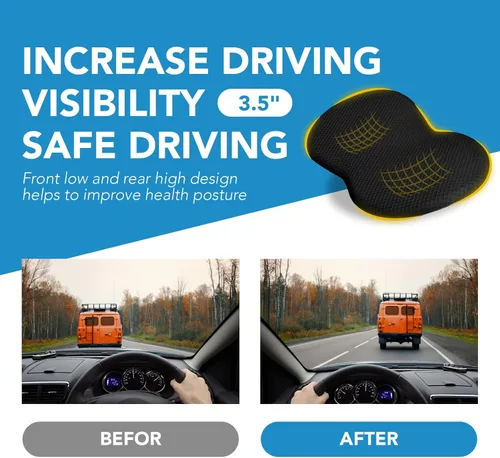 Vista 8 de kingphenix Cojín de asiento de coche de cuña: cojín de espuma viscoelástica para asiento de coche para conductor de asiento de automóvil, alivio