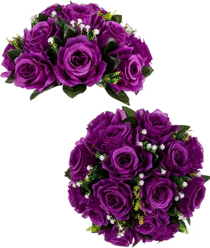 Vista 34 de BLOSMON Bolas de Flores para Bodas, Centros de Mesa de Rosas, 2 Piezas, Flores Artificiales Negras, Bolas Florales Colgantes, Decoración de Arreglos