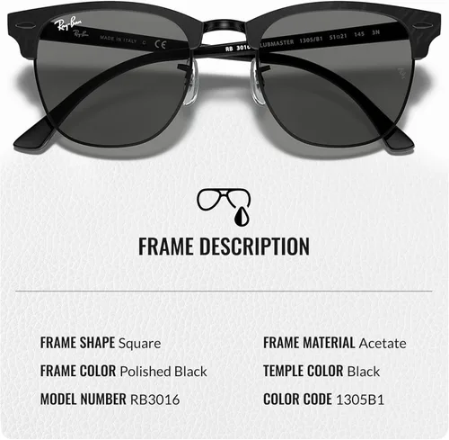 Vista 3 de Ray-Ban RB3016 CLUBMASTER MARBLE Gafas de sol de forma cuadrada con kit oficial de gafas