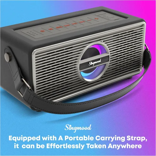 Vista 8 de Máquina de karaoke con 2 micrófonos UHF, subwoofer, barra de sonido de audio para cine en casa, compatible con óptico/Bluetooth/AUX/USB/PC, máquina