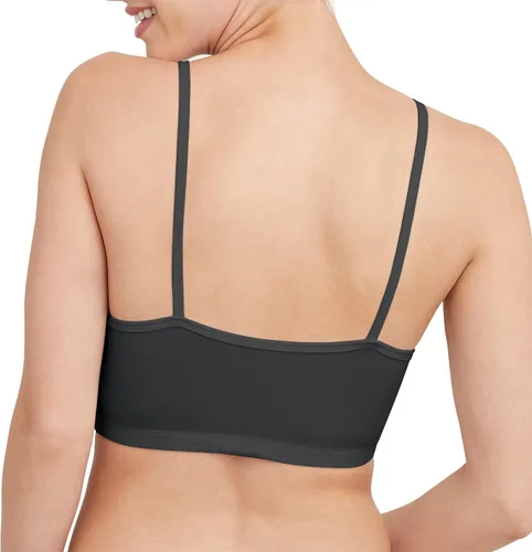 Vista 3 de Hanes Paquete de bralette de cuerda para mujer, brasier de bajo impacto, brasier de algodón elástico refrescante, paquete de 3
