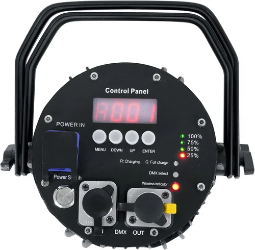 Rockville Best PAR H2O - Luz Par de DJ con batería de 60 W, resistente al agua IPX54, control DMX, LED RGBWA+UV, diseño compacto, para eventos Negro