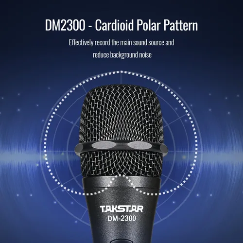 Vista 4 de TAKSTAR Micrófono de mano - Micrófono dinámico cardioide con interruptor de encendido/apagado, cable de 19.6 pies, cable de 1/4 pulgadas a XLR
