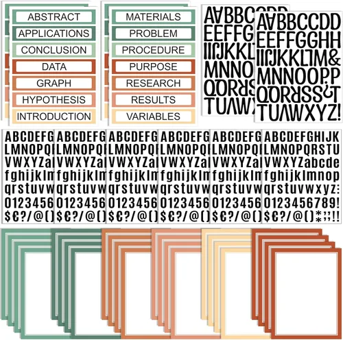 Vista 12 de PerKoop 36 hojas de suministros para tableros de póster de feria científica, 24 subtítulos autoadhesivos para presentación, 4 títulos para proyectos