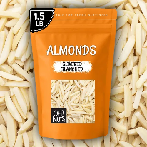 Vista 7 de Oh! Nuts Almendras blanqueadas plateadas – crudas – 100% naturales – 1.5 libras – Palitos de almendras blancas – Empaquetados en bolsa con cierre