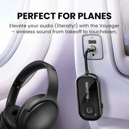 Vista 4 de Avantree Voyager - Pantalla OLED y último adaptador Bluetooth 5.4 Auracast para avión, chip Qualcomm y adaptativo aptX, transmisor de audio