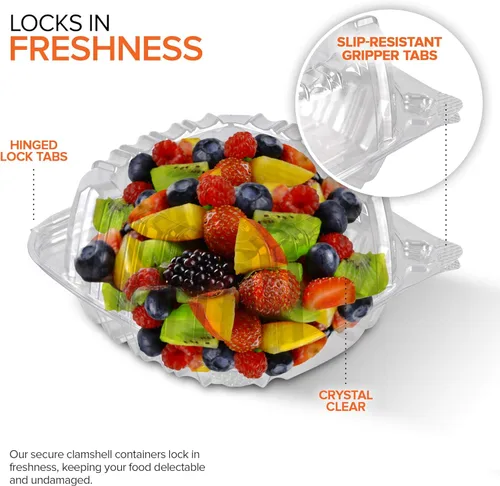 Vista 3 de Stock Your Home - Envase de plástico para llevar alimentos y postres, 25 unidades de 5 x 5 pulgadas, envases de plástico con bisagras, desechables