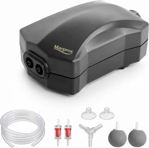 Vista 8 de Aquarium Air Pump Single Outlet/Dual Outlet Adjustable Aerator with Accessories for 10-100 Gallon Fish Tank