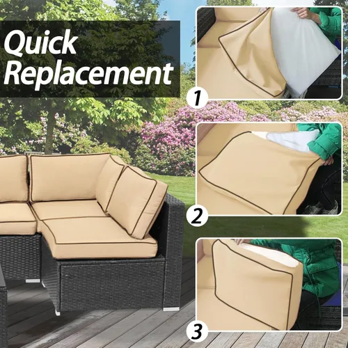 Vista 7 de 10 fundas de cojín de repuesto a prueba de salpicaduras, resistentes a los rayos UV, con cremalleras, máximo compatible con cojines de patio de 25.6