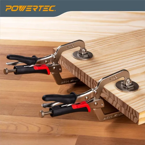 Vista 6 de POWERTEC 71641 Abrazaderas faciales de 2 pulgadas, abrazadera en C con agarre ergonómico y almohadillas giratorias ajustables para carpintería