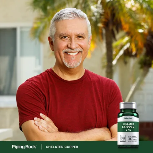 Vista 6 de Piping Rock Suplemento de cobre quelado de 2 mg 300 tabletas Vegetariano, sin OMG, sin gluten