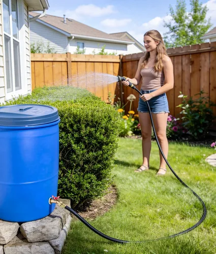 Vista 4 de WADEO Espiga de barril de lluvia, grifo de agua de latón para barril de lluvia, kit de grifo de agua de lluvia con accesorio de mamparo y cinta
