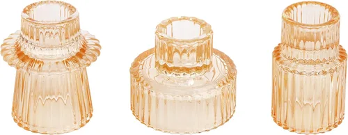 Vista 28 de Vixdonos Portavelas de cristal cónico para centros de mesa, decoración de boda y cena (3 piezas, ámbar)