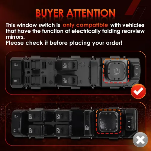 Vista 3 de Interruptor maestro de ventana eléctrica con bloqueo de puerta delantero lado del conductor con interruptor de espejo y módulo Reemplazo