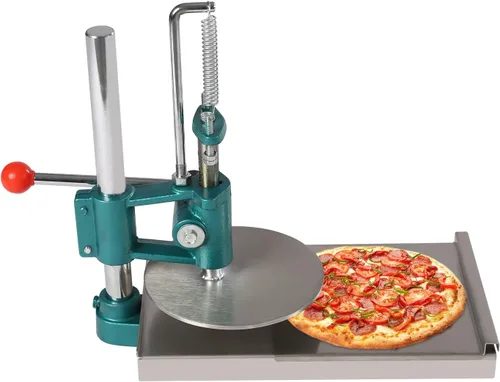 Máquina de prensa de masa de pizza, máquina manual de prensa de pastelería de pizza con platos dobles, prensa de pizza doméstica de acero inoxidable