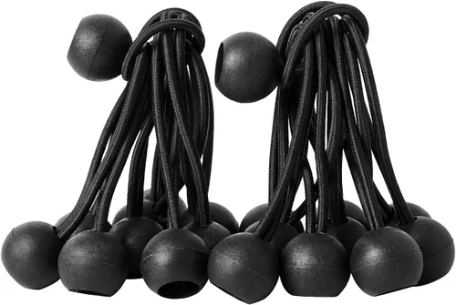 Vista 3 de Paquete de 16 cuerdas elásticas de bolas elásticas, color negro, resistentes, de 4 pulgadas, correas elásticas de lona, resistentes a la intemperie