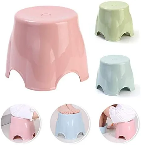 Taburete pequeño de plástico para dormitorio, baño, cocina, sala de estar, oficina, hogar, una unidad, color aleatorio