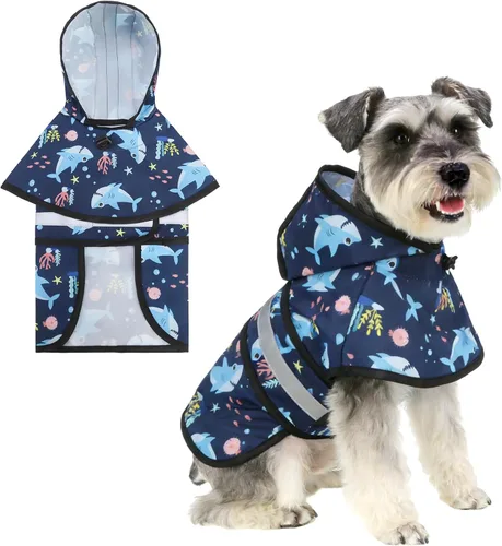 Vista 21 de KOOLTAIL Impermeable para Perros con Capucha Chubasquero Poncho con Agujero para Correa, Impermeable para Perros Pequeños y Medianos, Chaqueta