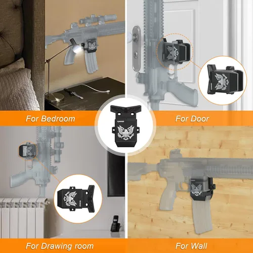 Vista 5 de 2 Packs AR Wall Mount with Mag Holder, 223/5.56 Rifle Rack Mount Can Be Mounted Horizontal or Vertical, AR-15 Wall Hanger Strongly withstands 350Lbs
