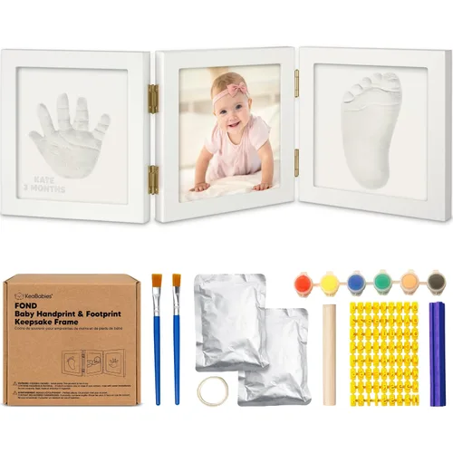 KeaBabies Regalos de baby shower para niños y niñas, kit de huellas y manos para bebés, kit de huellas de manos para recién nacidos, marco de fotos