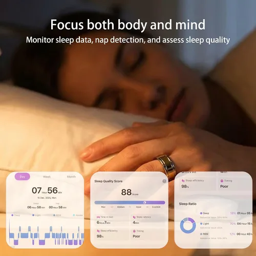 Vista 4 de Smart Ring 1.0, rastreador de actividad física para hombres/mujeres Oro mate y plata