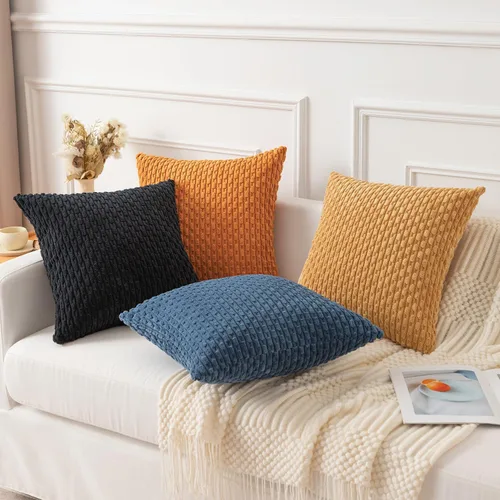 Vista 402 de Kevin Textile - Juego de 2 fundas de almohada decorativas de pana suave, estilo bohemio, a rayas, decoración del hogar para sofá, cama, sofá y sala