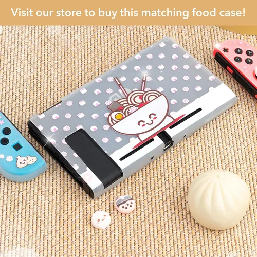 Vista 3 de BelugaDesign Boba Dumpling Thumb Grips Lindo té de burbujas de cara de moño de cerdo Funda de botón japonés Kawaii Compatible con Nintendo Switch